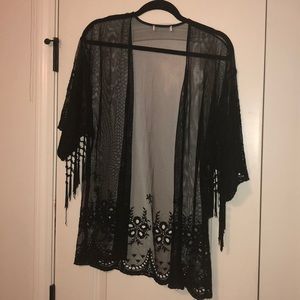 Black, sheer, lace Shaw